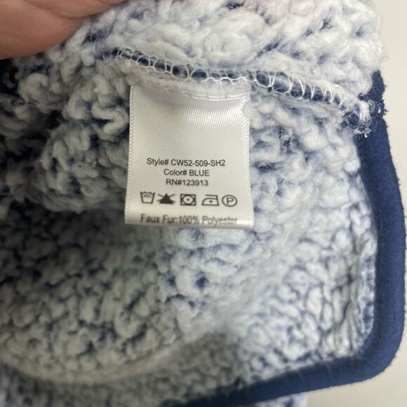 Jachs Girlfriend Faux Fur Sherpa Fleece Long Sleeve Top Crew Neck Blue White L - Picture 10 of 13